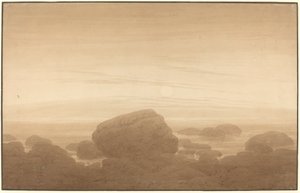 空の海岸の月の出 作： Caspar David Friedrich